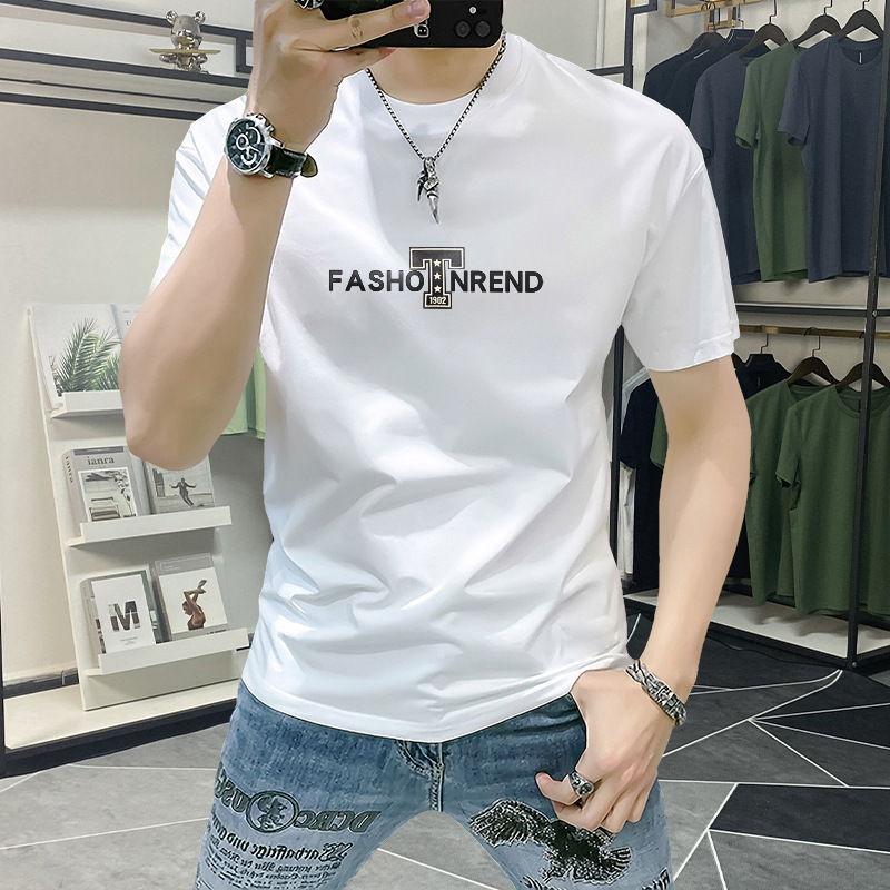 Short-sleeved T-shirt Men's Explosive 2025 New Summer Fashion Casual All-match Round Neck Half-sleeve Quality Men's T-shirt