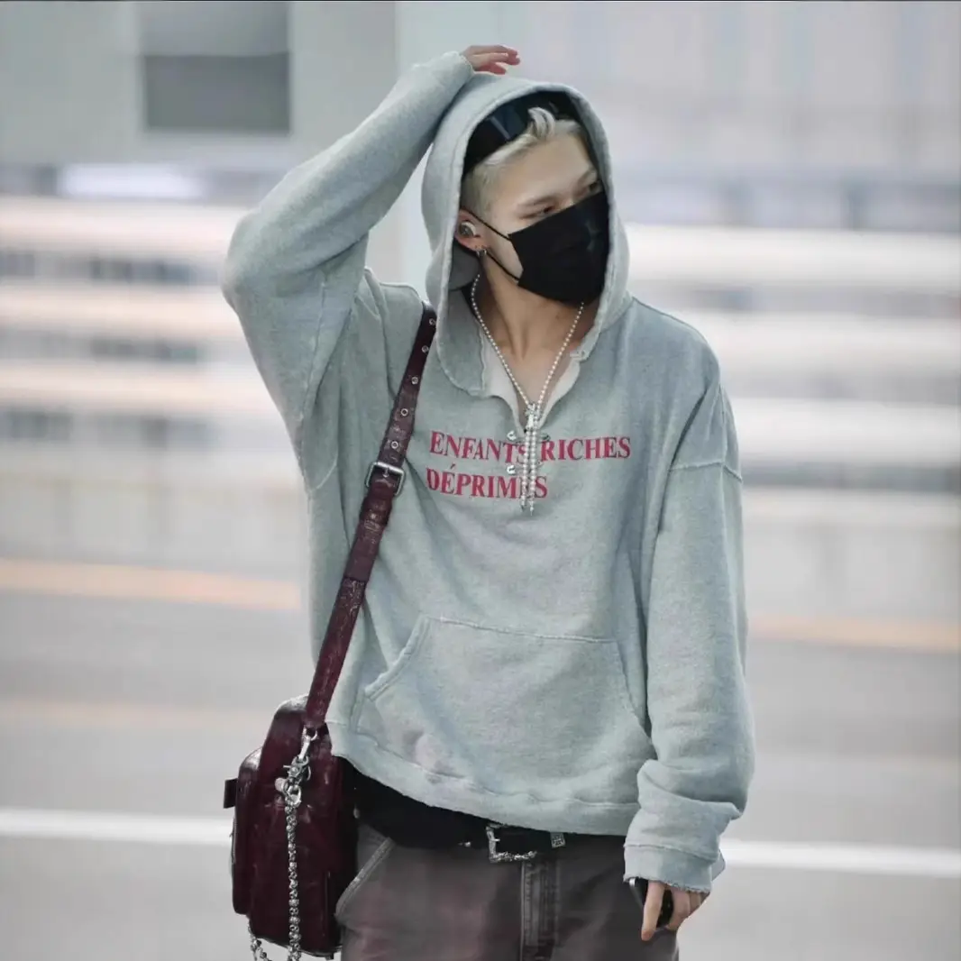 Enfants Riches Deprimes Erd Rich Second Generation Slogan Pin Distressed Hole Hooded Sweatshirt Men