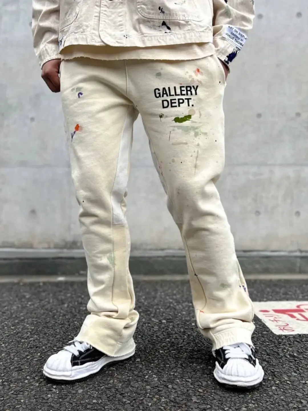 Gallery Dept. Washed Patchwork Splash-Ink Sweatpants Retro Style Loose Sports and Leisure Flare Bell-Bottom Pants