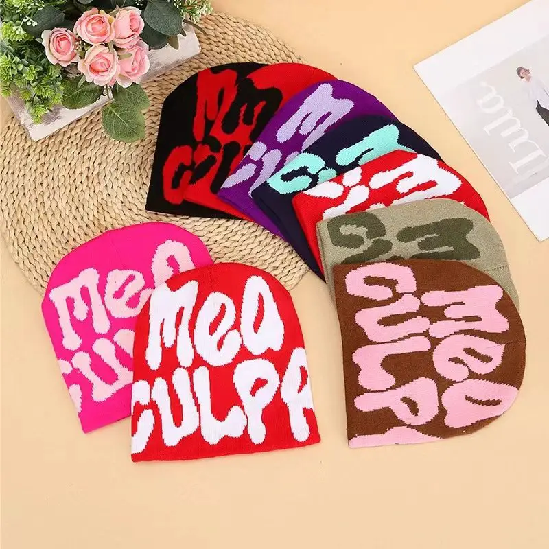 Knitted cap Warm ear protection cap fashion leisure cold cap European and American fashion cap letter cap net red cap