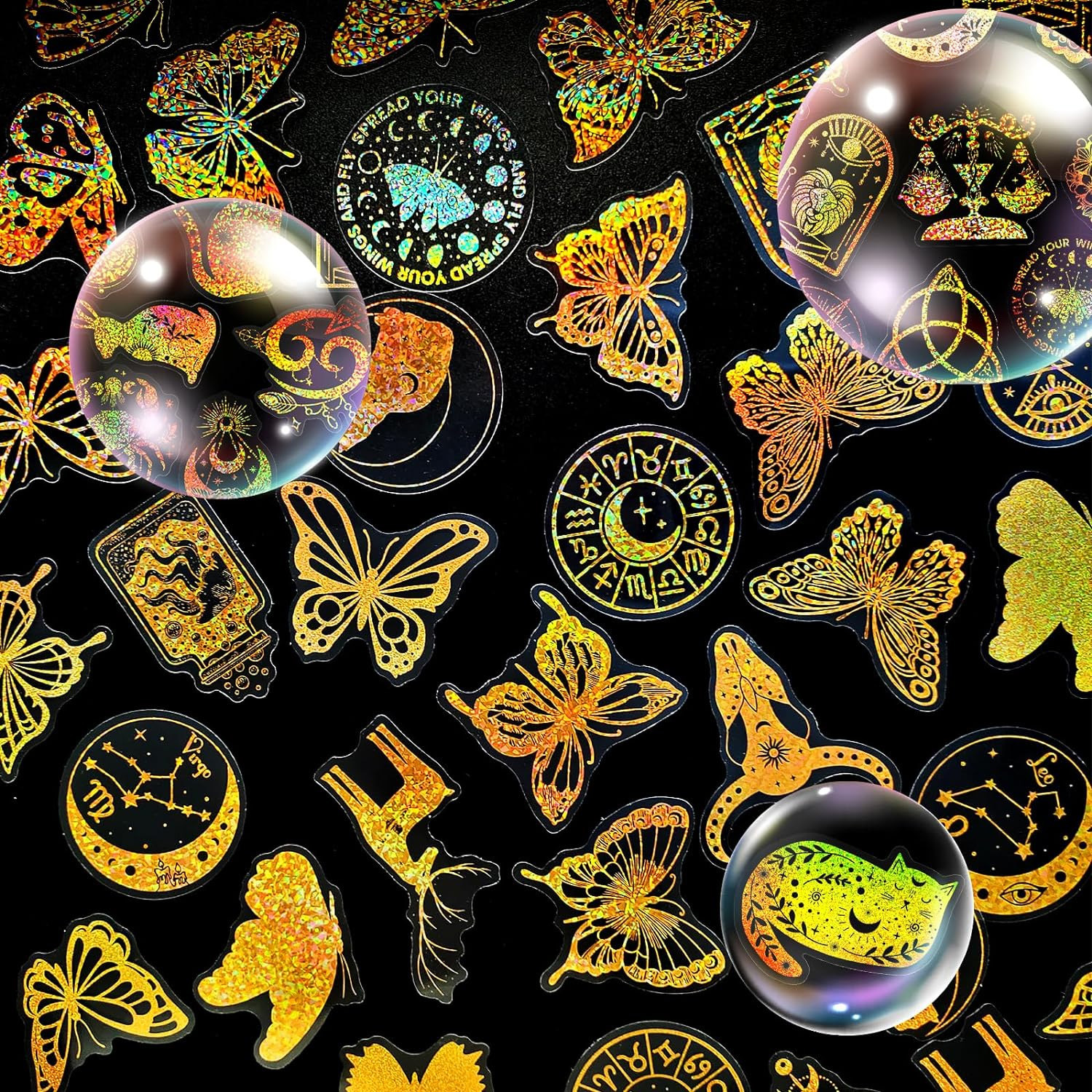 Sell 100 transparent laser stickers cross-border new PET creative diy retro laser hand account holographic stickers