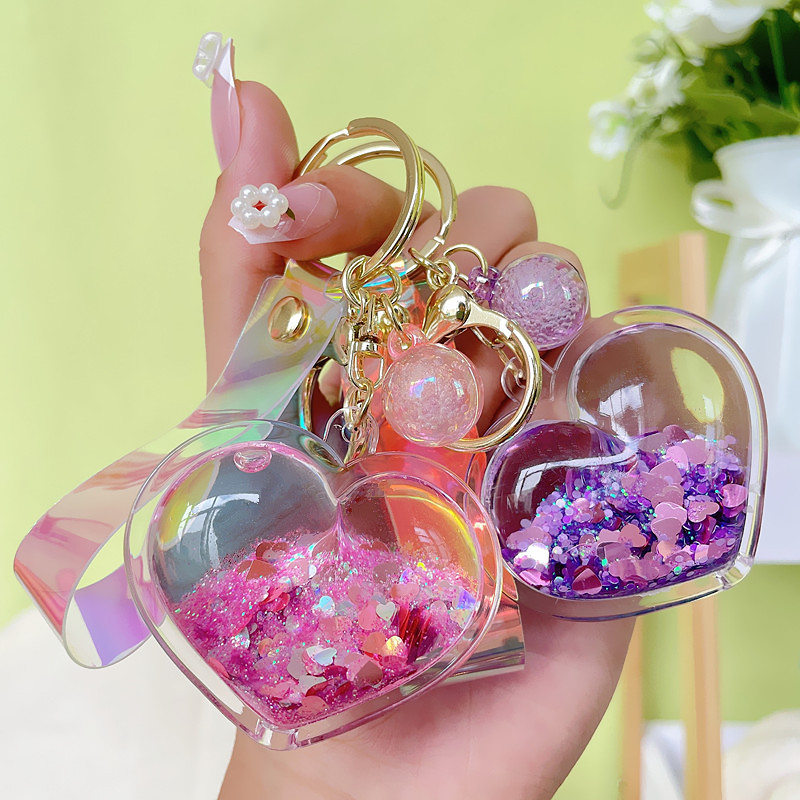 Creative oil quicksand lovely keychain fashion trendy bag small pendant exquisite cute couple gift wholesale