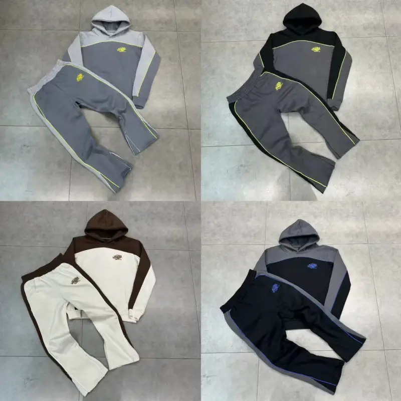 Drill Syna World American Street Embroider Logo Stitching Fleece-Lined Hooded Sweatshirt and Sweatpants Casual Suit