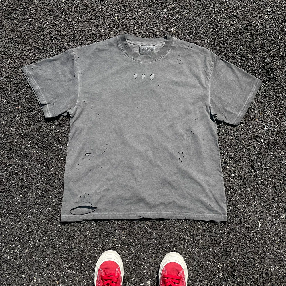 Wang Youbing Studio is a 10-year-old old store! 180g perforated short sleeved T-shirt trendy street photo