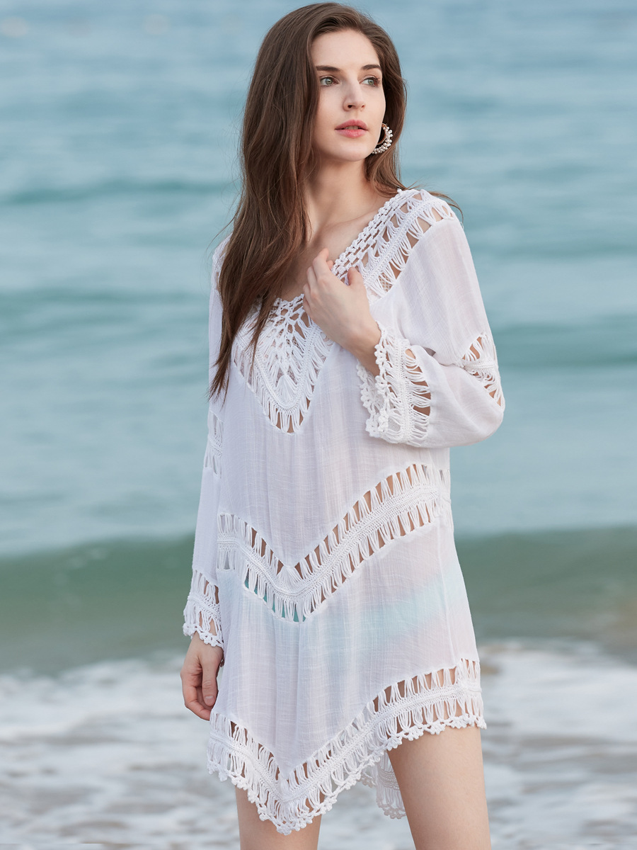 European and American foreign trade cross-border summer beach resort sunscreen blouse handmade hollow loose swimsuit manufacturers wholesale