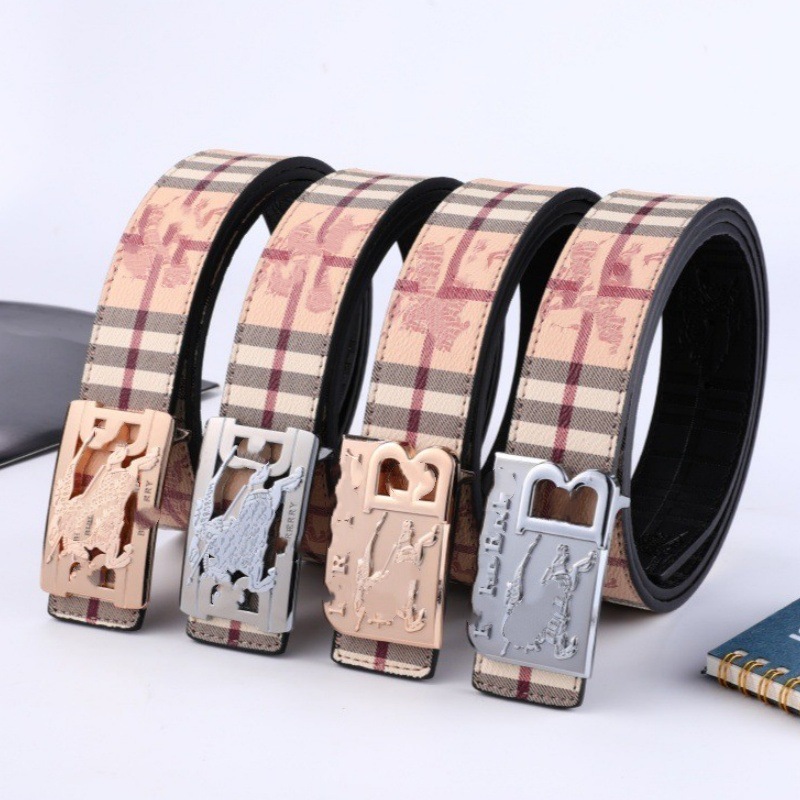 Foreign Trade Cross-Border New Men's Belt Smooth Buckle Business Casual Letter Fashion Versatile Youth Jeans Belt