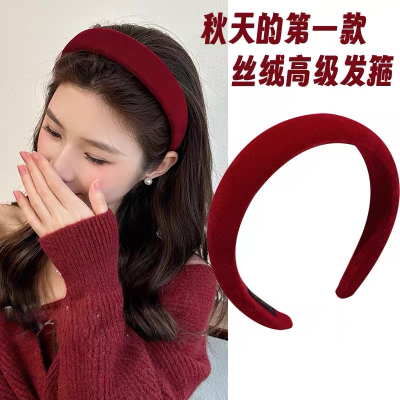 Red velvet headband women's high-grade new year hairpin Christmas headband 2023 autumn and winter New Hair Accessories Wholesale