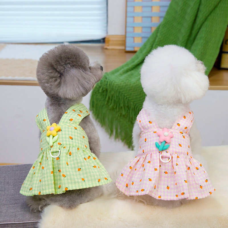 Traction Rope Outgoing Dog Clothes Pet Clothing Skirt Teddy Bears Bome VIP 25 Muppet Flower Traction Skirt