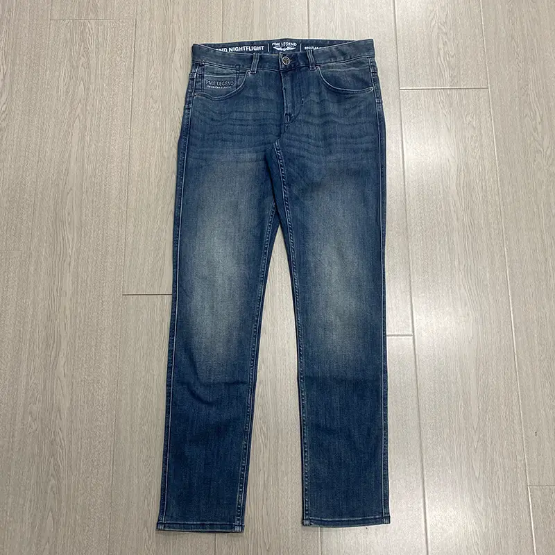European Niche Propeller Men's Spring and Autumn Vintage Blue Whiskered Faded Regular Fit Straight-Leg Stretch Jeans