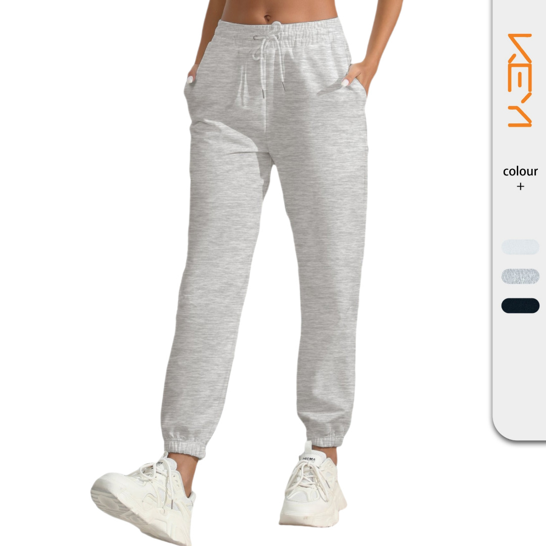 Cross-border Foreign Trade Women's Solid Color fleece-lined Pants Casual Sports Jogging High Waist Loose Leg-toe Household Casual Pants