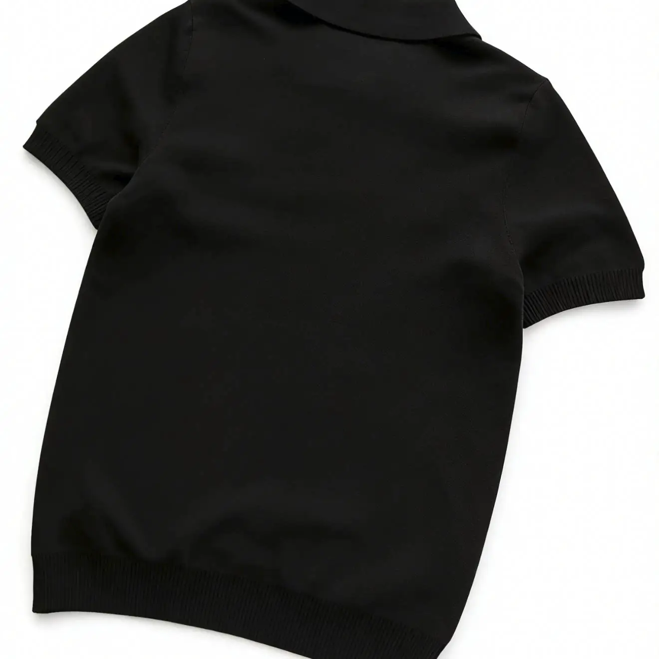 Left Side Embroidered with Matching Design, Full Gray Horizontal and Vertical Stripes, Four-Color Turn-Down Collar Short Sleeve 55040601