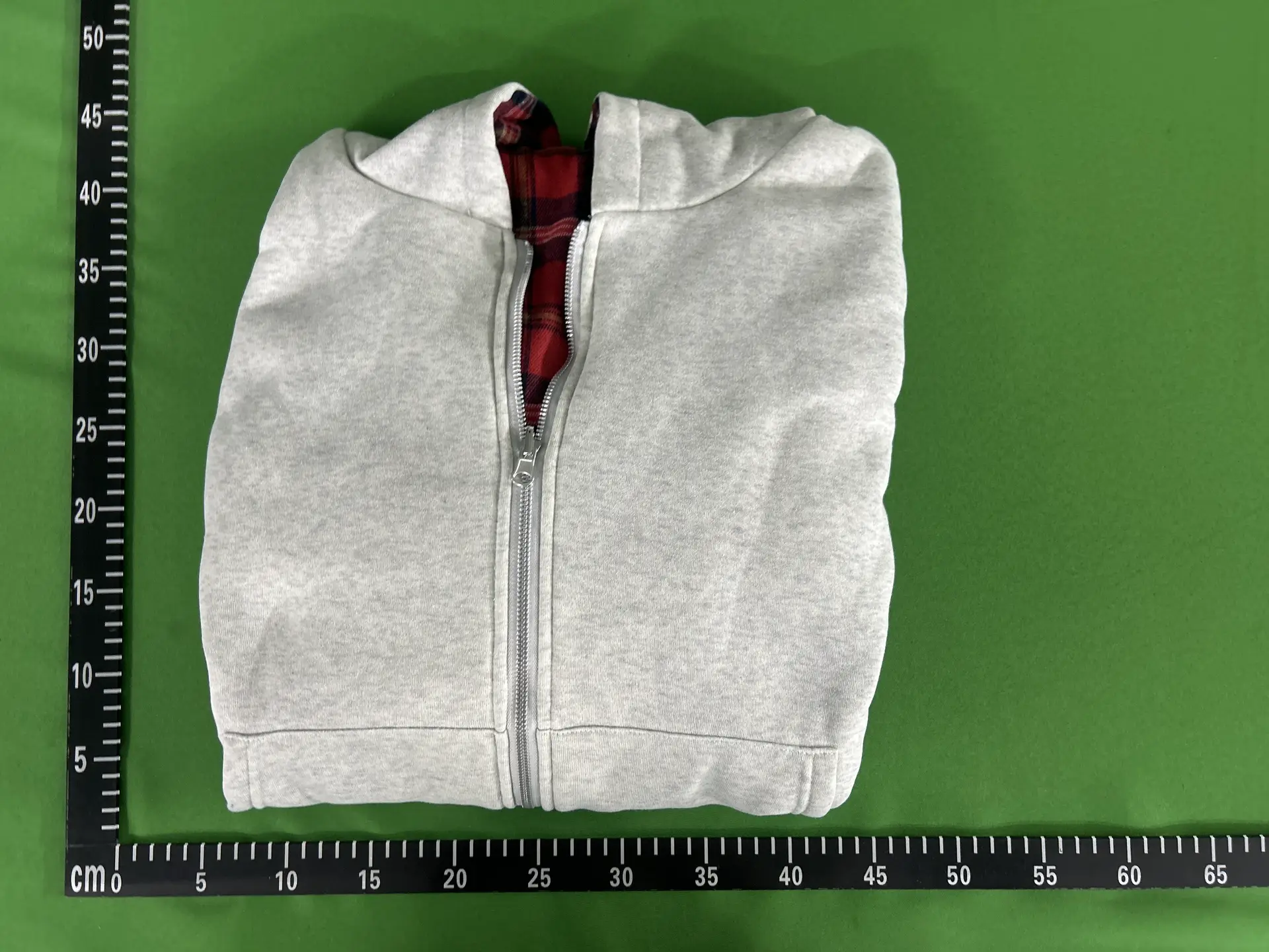 Grey Plaid Lined Zip Hoodie