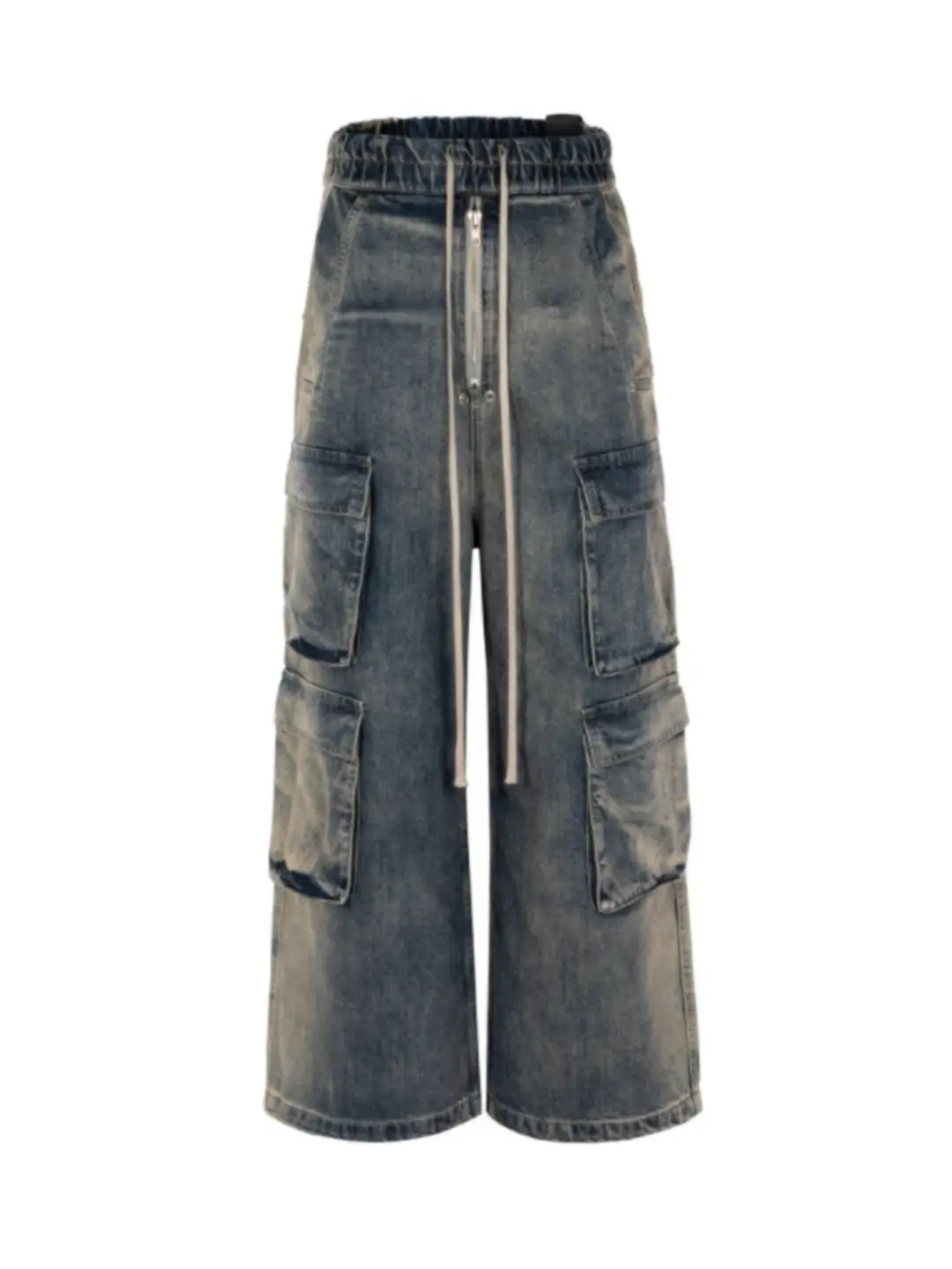 Correct Unaltered Style Ro Style Capper Same Style Wide-Leg Washed Blue Jeans Gradient Unisex Work Pants