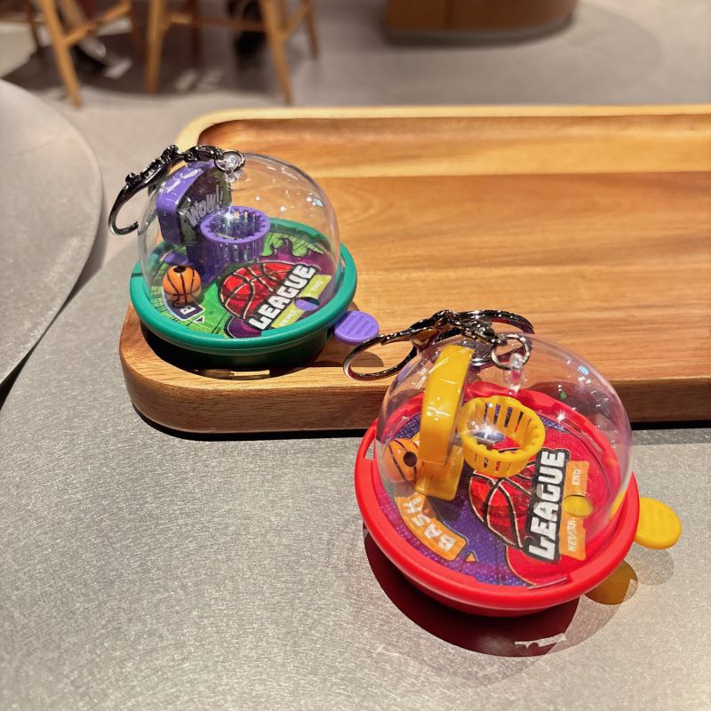 Creative basket shooting machine key chain sound puzzle decompression toy car key chain bag pendant small gift wholesale