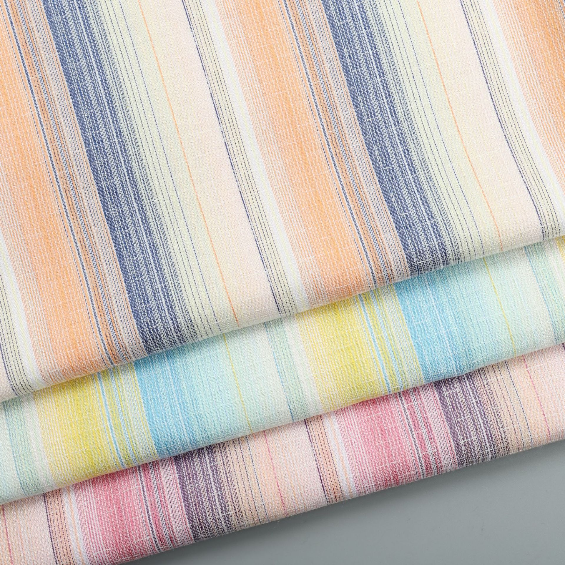Tensel Cotton Viscose Polyester Yarn-dyed Gradual Striped Cloth Artistic ins Style Shirt Dress Bedding Decorative Fabric