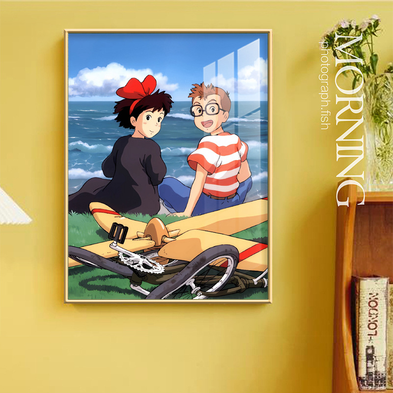 Hayao Miyazaki Cartoon Children's Room Decorative Painting Bedroom Bedside Hanging Painting Living Room Sofa Background Wall Studio Mural Painting