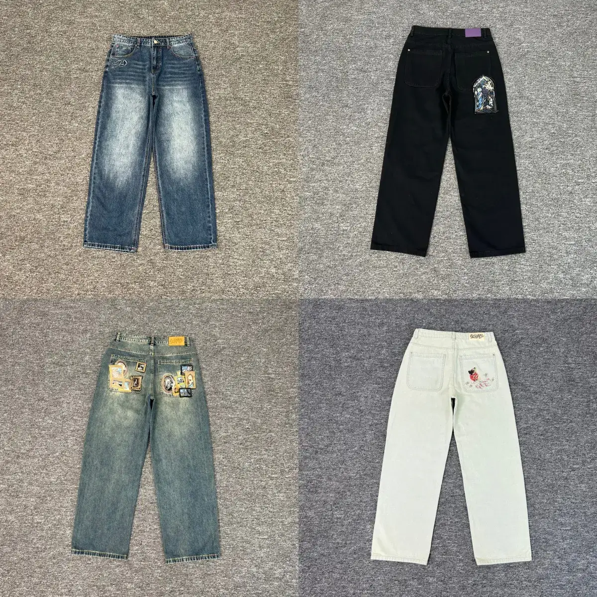 Denim Jeans Gallery Straight-Leg Jeans Men's Retro Embroidery Streetwear Men's Cross-Border Casual Pants