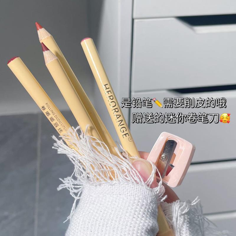 Herorange~Roll Dudu Lip Liner Soft Mist Matte Color Silky Smooth Not Easy to Discolor Lazy Lipstick Pen