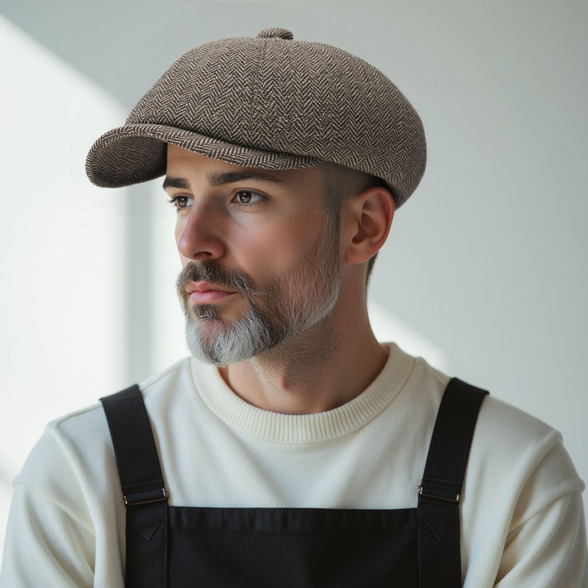 Spring and Summer Herringbone Wool Baseball Cap for Middle-Aged and Elderly People, Director's Hat, Sun Protection Hat, Grandpa Hat, Father's Hat