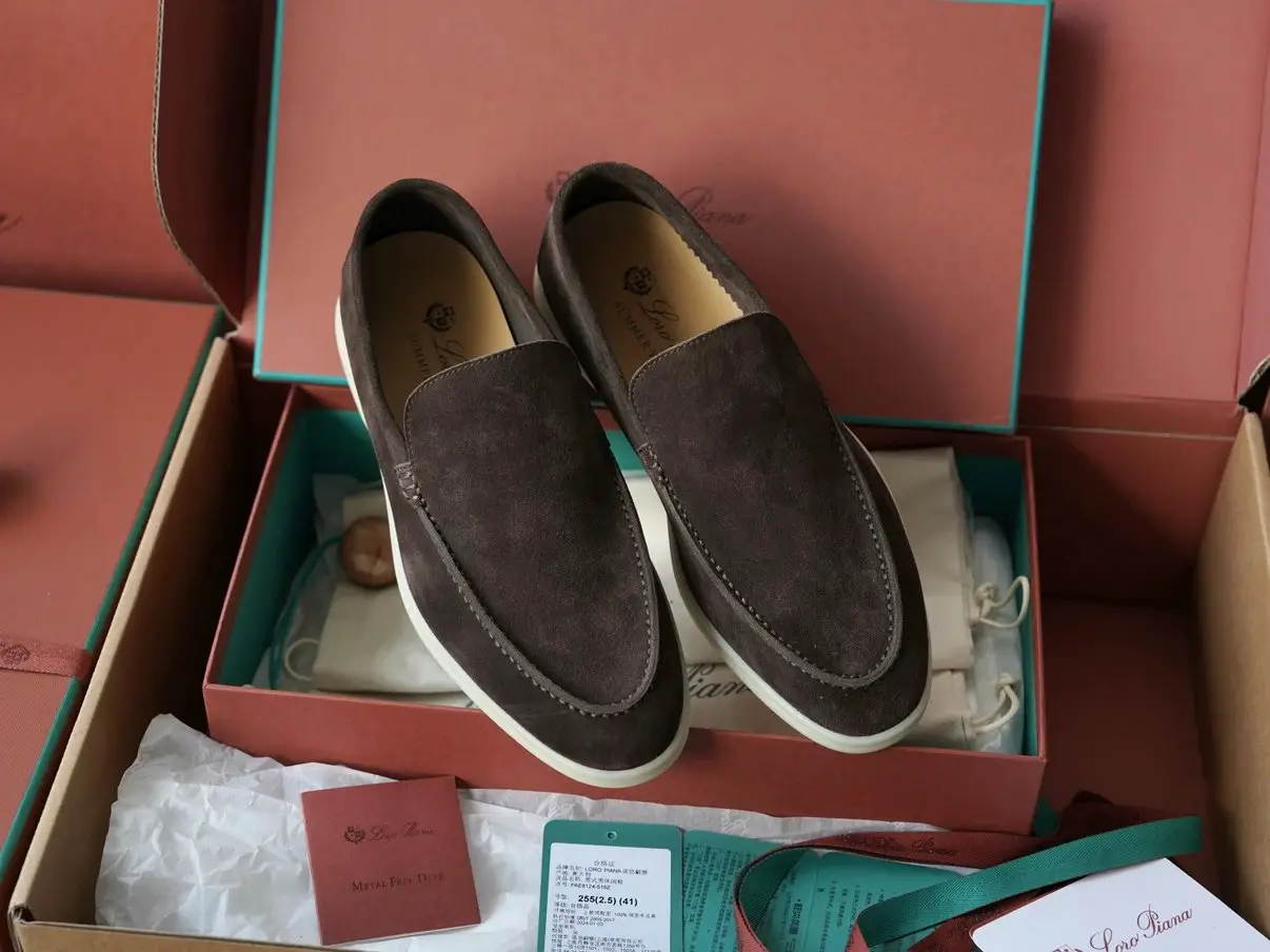 Loro Piana Summer Walk Suede Loafers Dark Brown