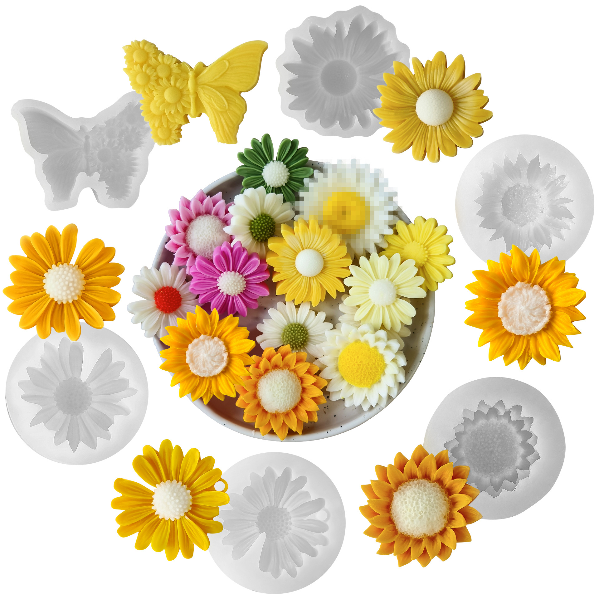 sunflower scented candle silicone mold diy daisy flower handmade soap gypsum scented stone grinding tool