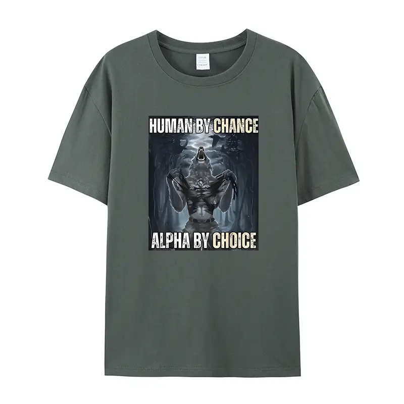 Sitting Wolf Looks at Me Literally T-shirt Humorous Funny Men and Women Fashion Hip Hop Retro Casual Printed Short Sleeves