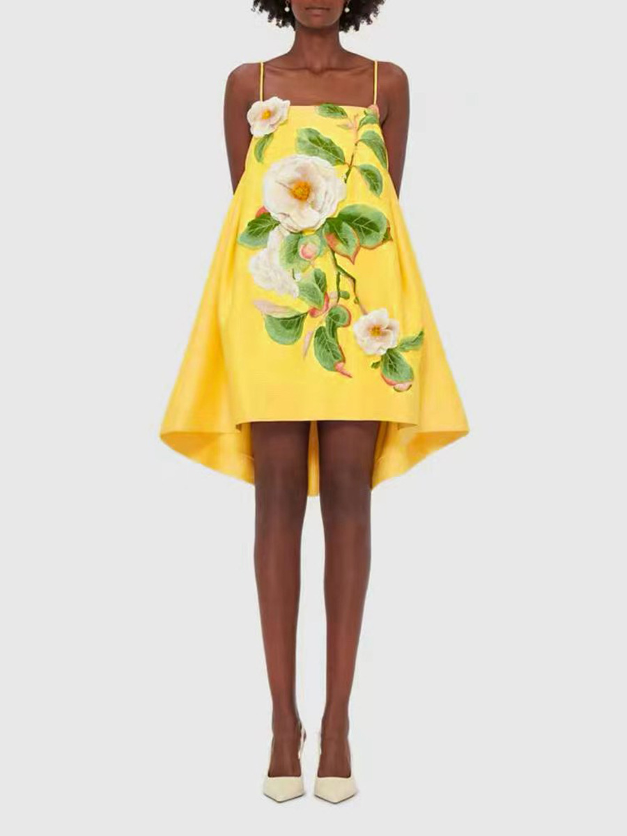 National Style Retro Sweet Girl Embroidered Floral Suspender Dress Slimming Short Dress 2026 New Women's Loose Slimming Dress