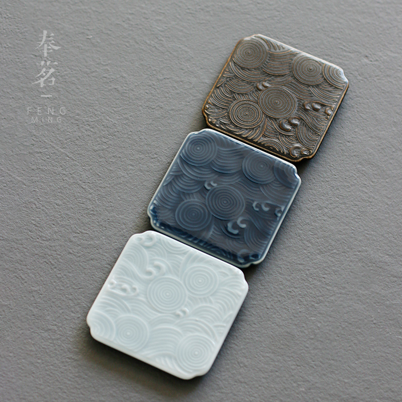 Ceramic tea cup coaster tea ceremony cup holder teapot insulation pad Japanese Zen kung fu tea set tea ceremony accessories Blue