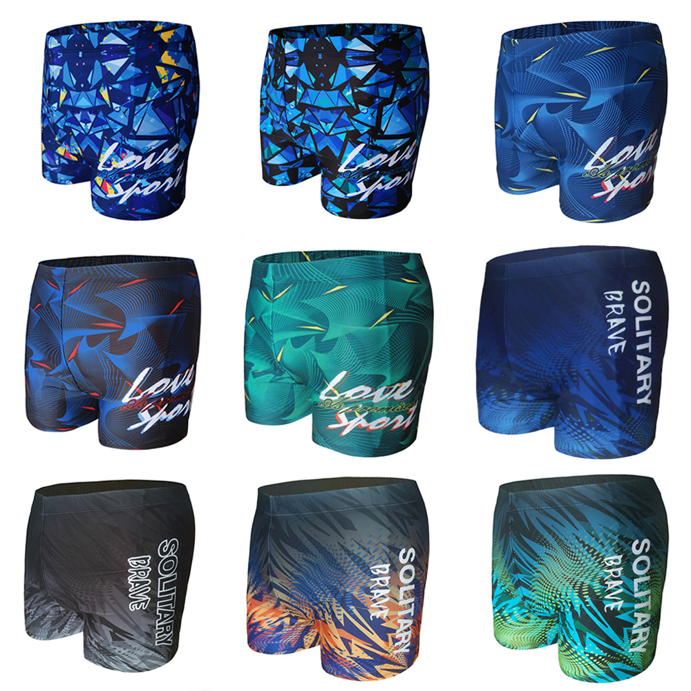 Adult men's swimming trunks fashionable printed boxers plus size quick-drying swimming equipment hot spring swimming trunks