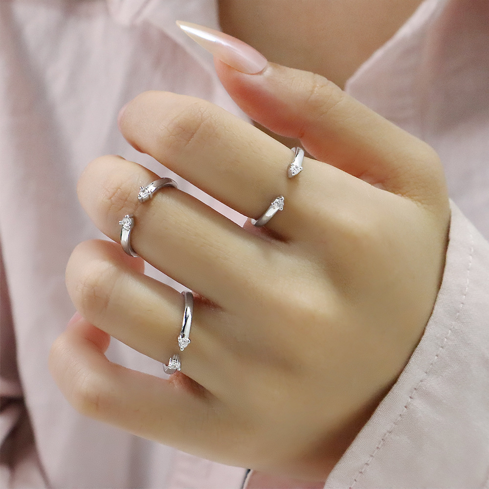 Stackable Personality Small Diamond Index Finger Ring Punk Cool Girl Trendy Fashion Smile Zircon Open Ring