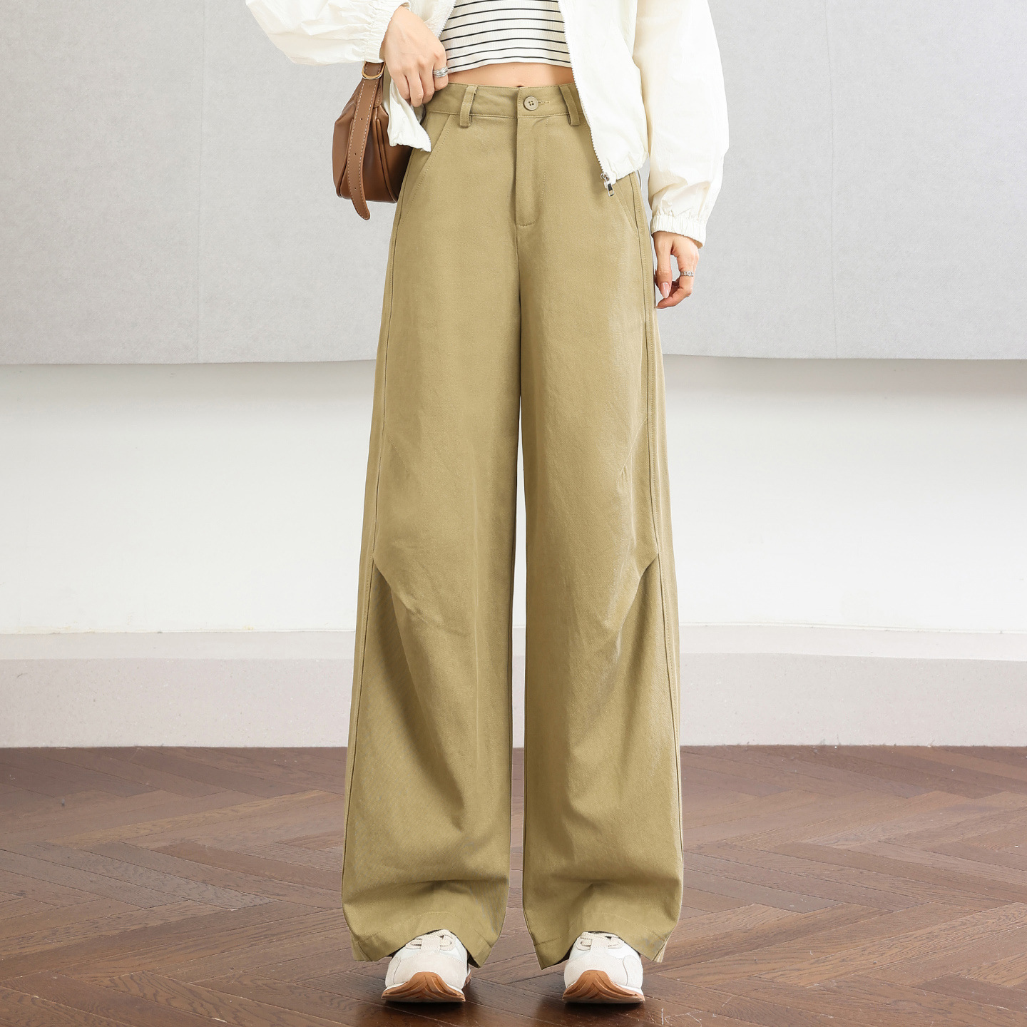 Fashionable Casual Lazy Style Tencel Work Pants for Women 2026 Summer New Loose Slimming Drapey Versatile Wide-Leg Pants