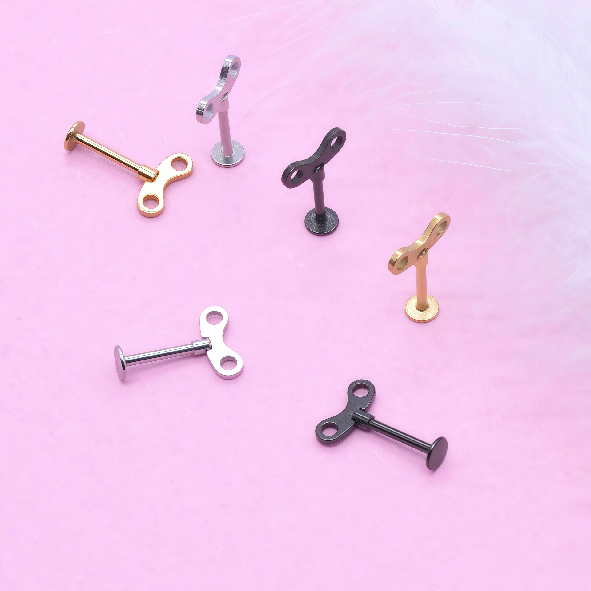 Factory Direct Sales Amazon Stainless Steel Personalized Lucky 8-Shaped Lip Nail Lip Jewelry Niche Design Ready Stock Wholesale