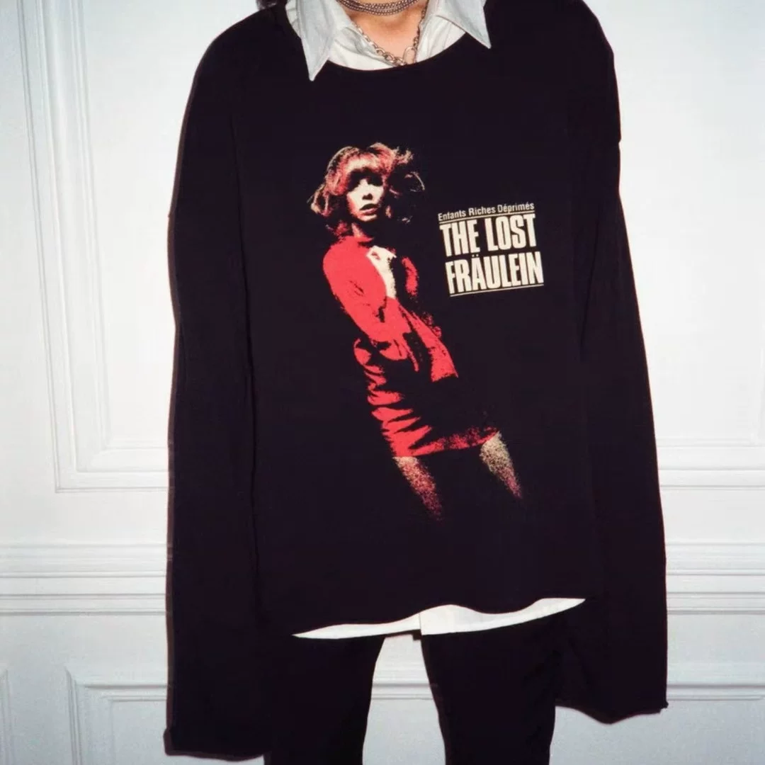 [Exclusive in Stock] Erd Melancholic Rich Second-Generation 19Ss Dancer Crew Neck Washed Print Long Sleeve Sweatshirt