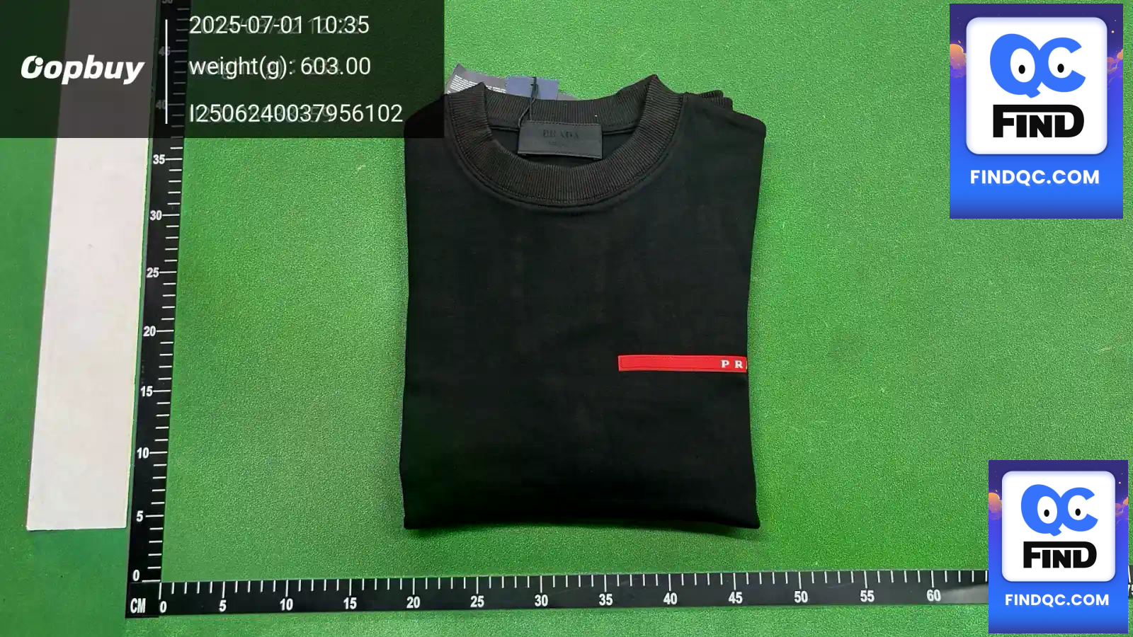 Prada Classic Letter Silicone Long Sleeve T-Shirt Black — QC-foto 3