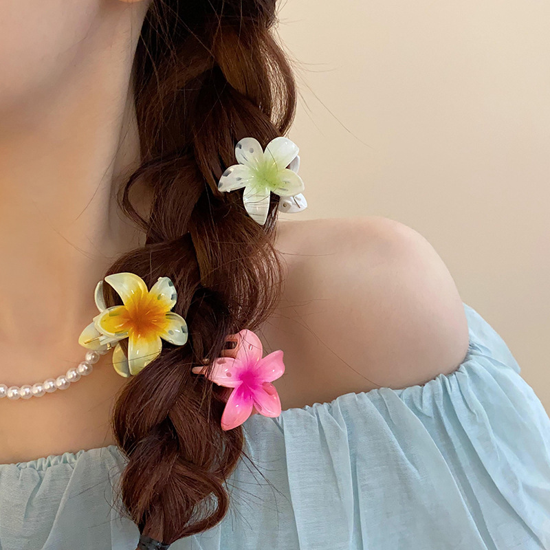 Spring and Summer Dopamine Acrylic Frangipani Grabber Hairpin Sweet, Compact and Cute Shark Clip Atmospheric Hair Accessory for Women
