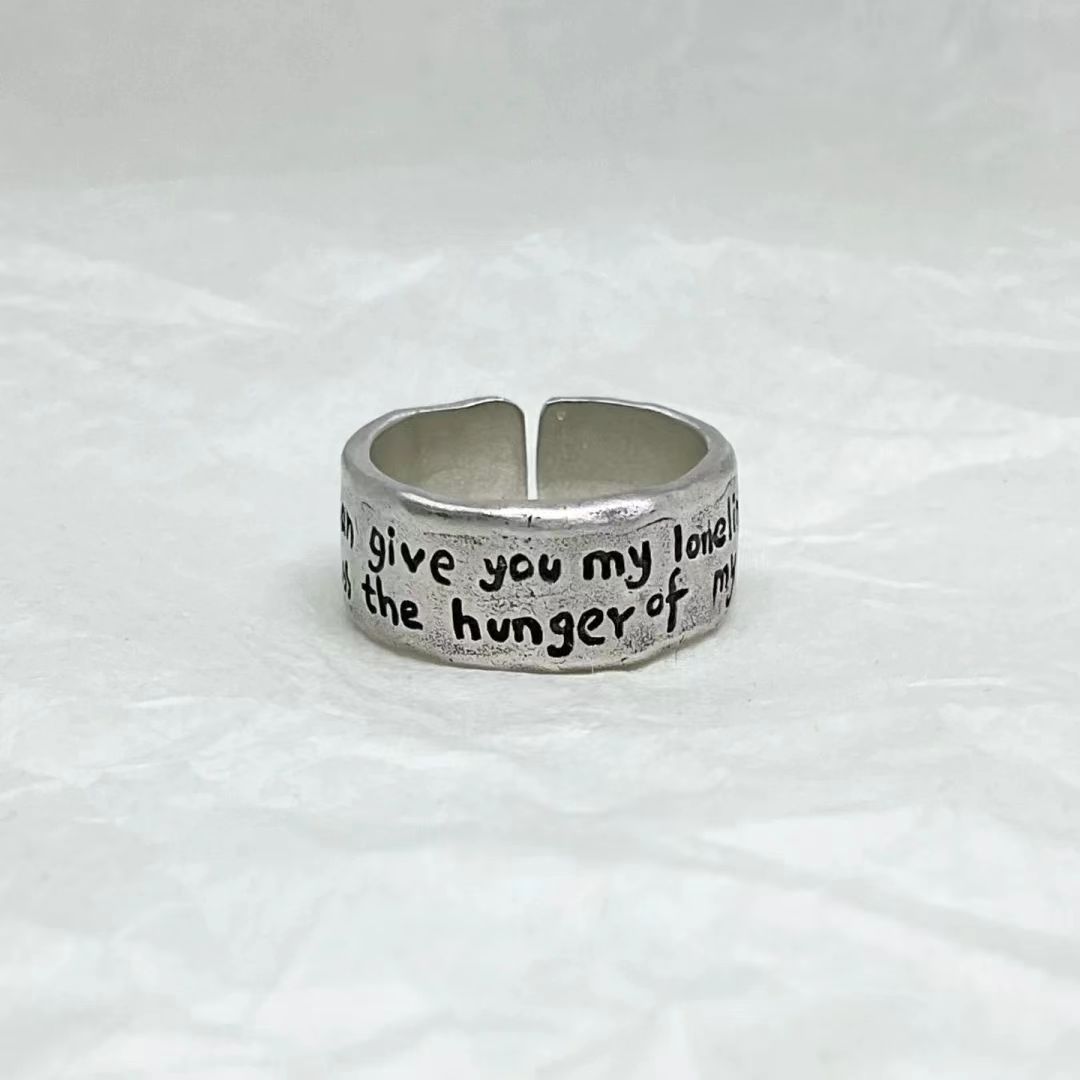 Little Red Book Same Style Borges Ring for Men and Women Niche Design Letter Open Ring Elegant Simple Finger Ring