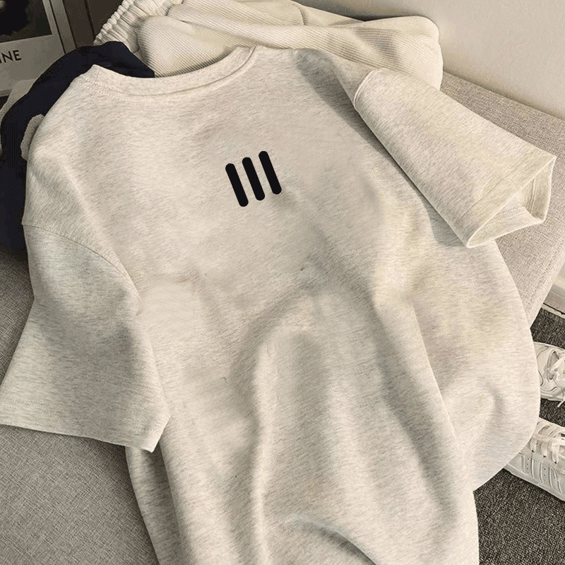 Spring and Summer New STyle Harajuku Lazy STyle Niche Design Loose Trendyy Slim WhiTe Gray Round Neck ShorT-sleeved T-shirT for Women