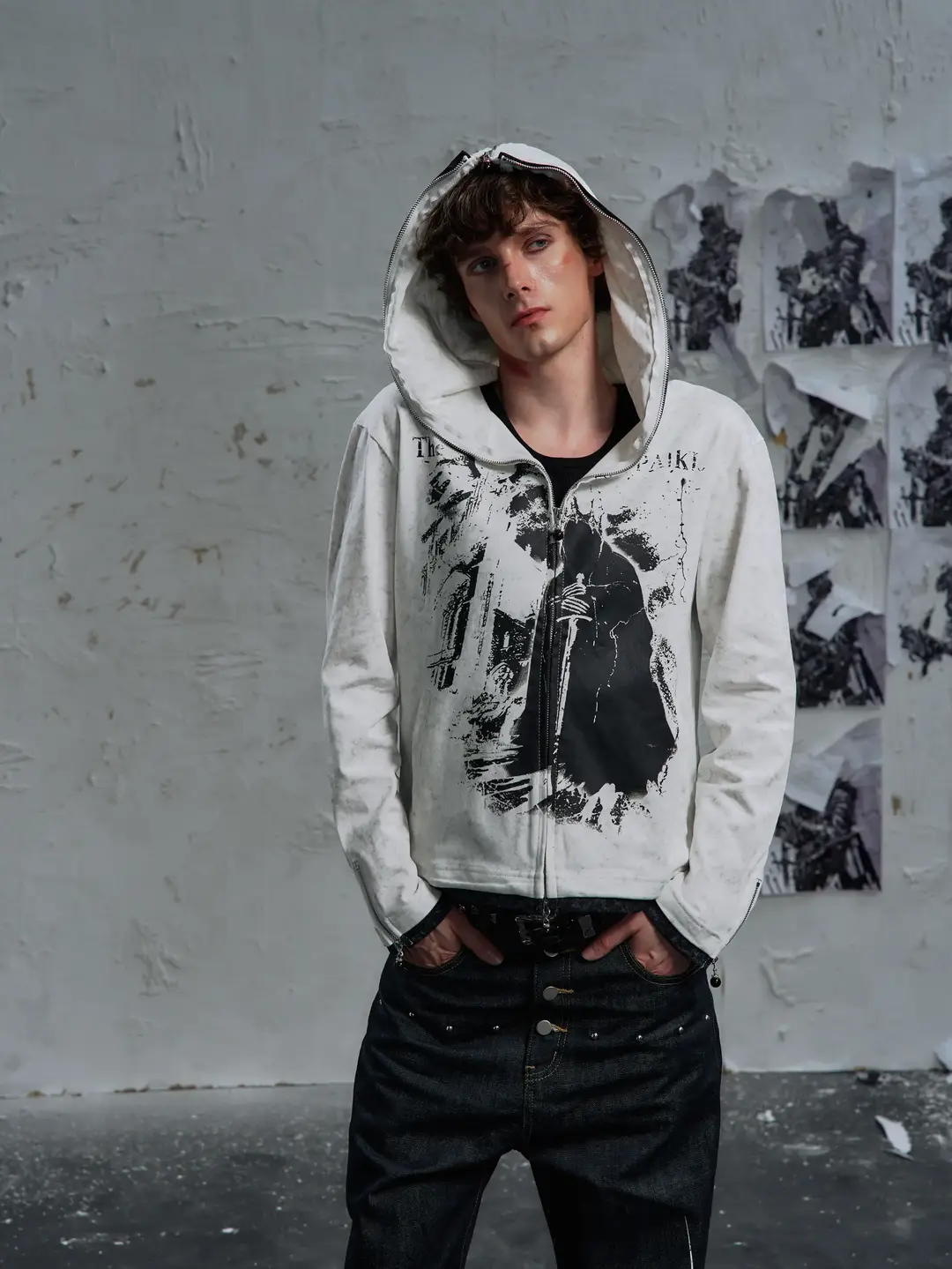 Paiki ""Celler Prelays""'The Demon King' Castle Hooded Cardigan Autumn and Winter Long-Sleeved Jacket Trendy Sweatshirt for Men and Women