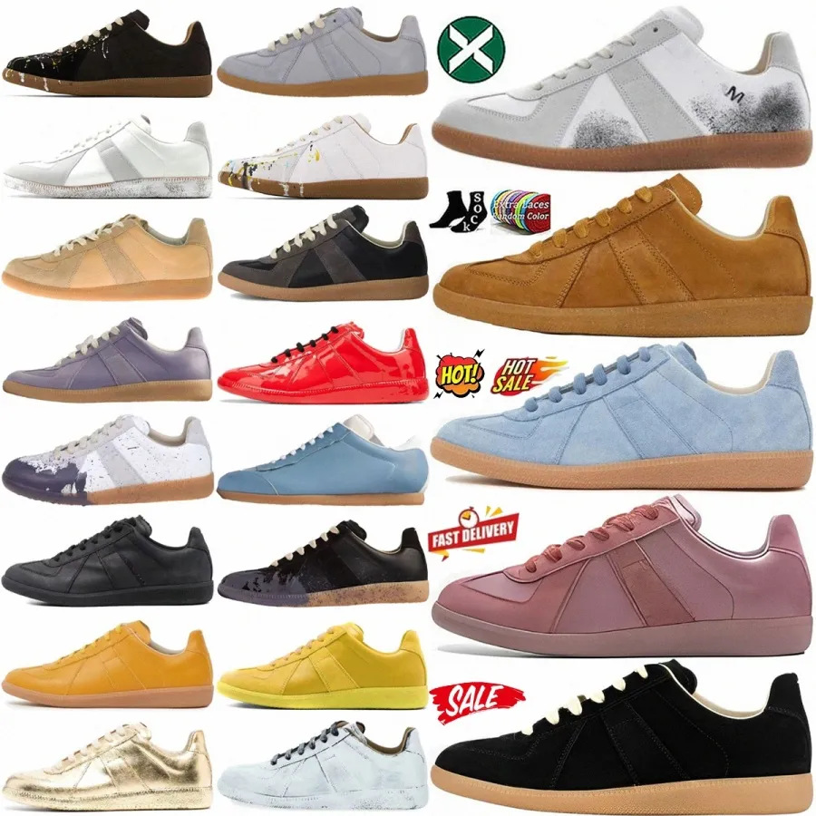 In-Stock 2025 New Margiela Genuine Leather Trainers Versatile Casual Sneakers for Couples Women Trendy Sneakers