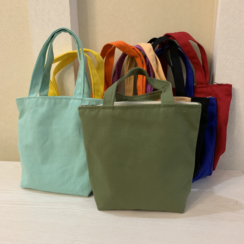 DIY Blank Hand-Painted Simple Canvas Bag Cotton Bag Lunch Box Bag Lunch Bag Hand Bag Wrist Tie-Dyed Logo Printed
