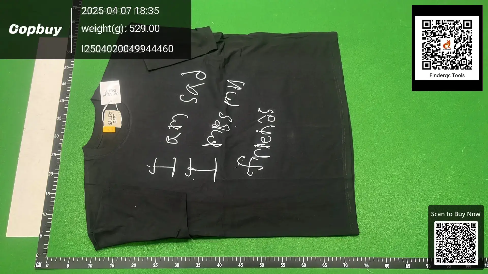 Gallery Dept Black I Am Sad My Friends T-Shirt