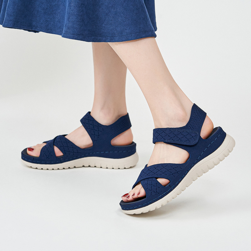 L1902-4 Amazon European and American sports casual sandals new 2025 velcro hollow platform women's sandals