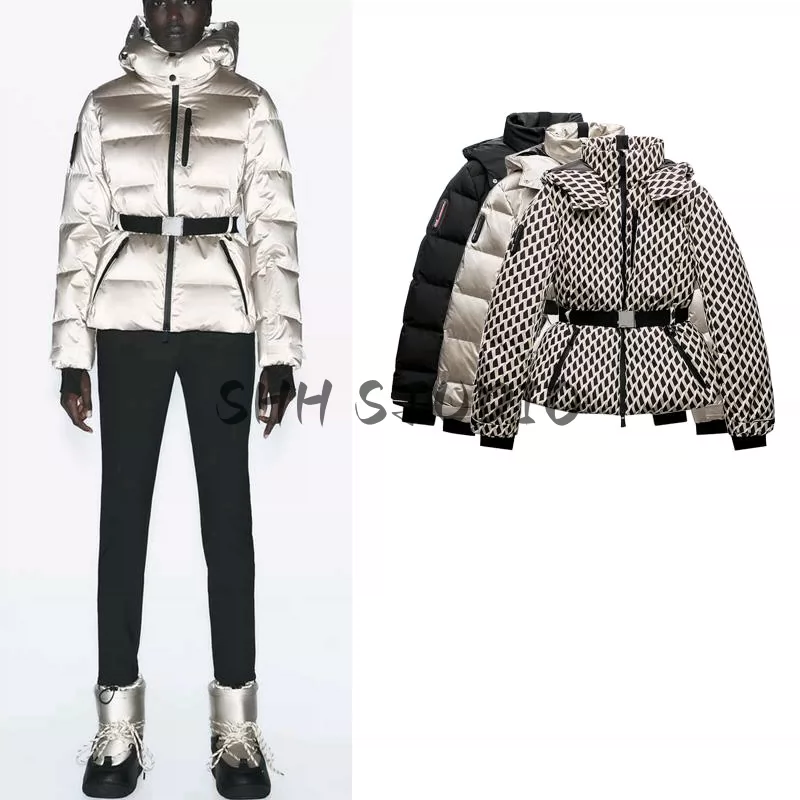 ZA ski suit with waist belt, stand collar, warm cotton jacket, jacket 8073080 8073079 8073078