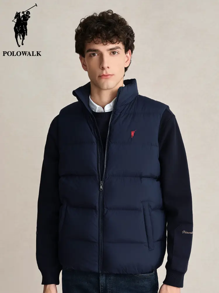 Polowalk Men Stand Collar down vest Thick Fall and winter New arrival Shopping Mall Same Style Heattech Duck down Vest Outwear
