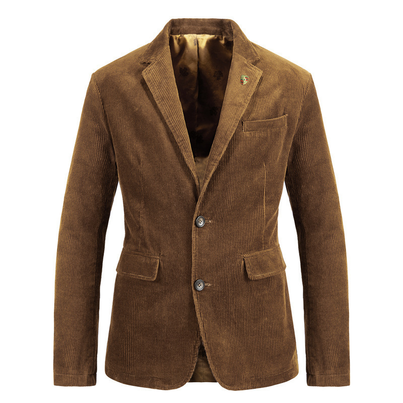 58179 Spring and Autumn 2019 New Corduroy Suit Retro Casual Flat Brett Jacket Men's Solid Color Suit
