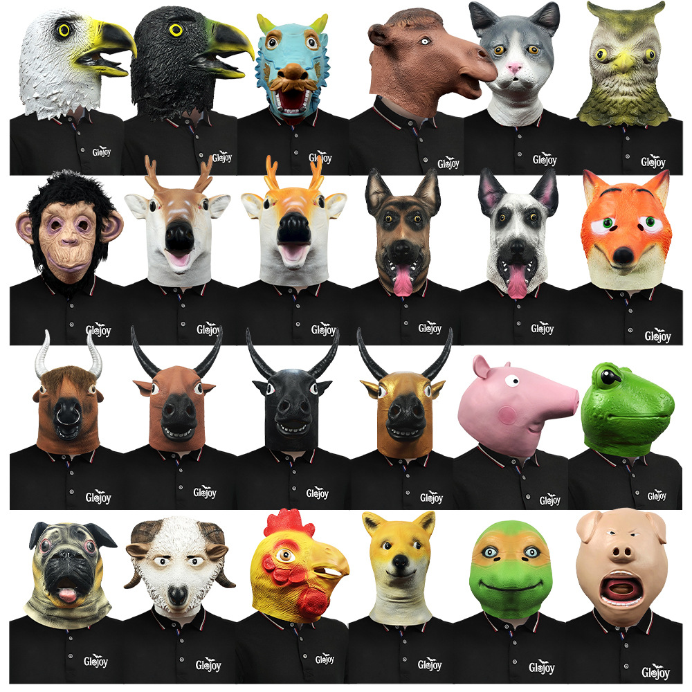 Animal Series Three Funny Latex Headgear Masquerade Cute Live Mask Halloween Party Performance Props