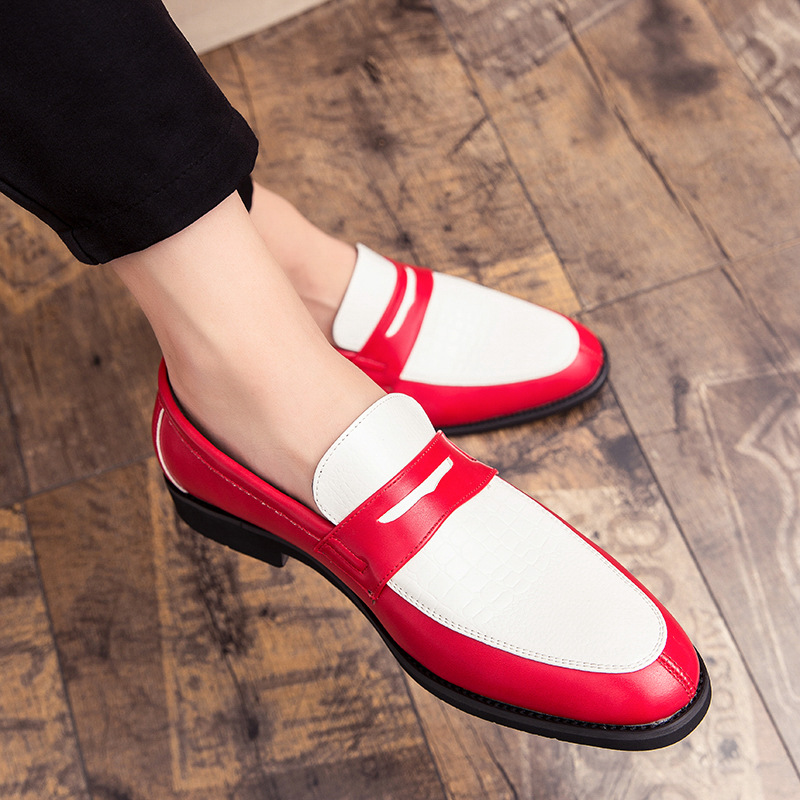 Fashion Spring New Color-block Pointed Shoes Cross-border plus size Business Dress Casual Shoes AliExpress Men's Shoes