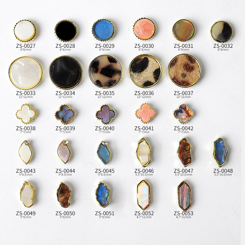 Nail new plate jewelry fritillary leopard print circle Clover irregular fritillary hexagonal nail decorations
