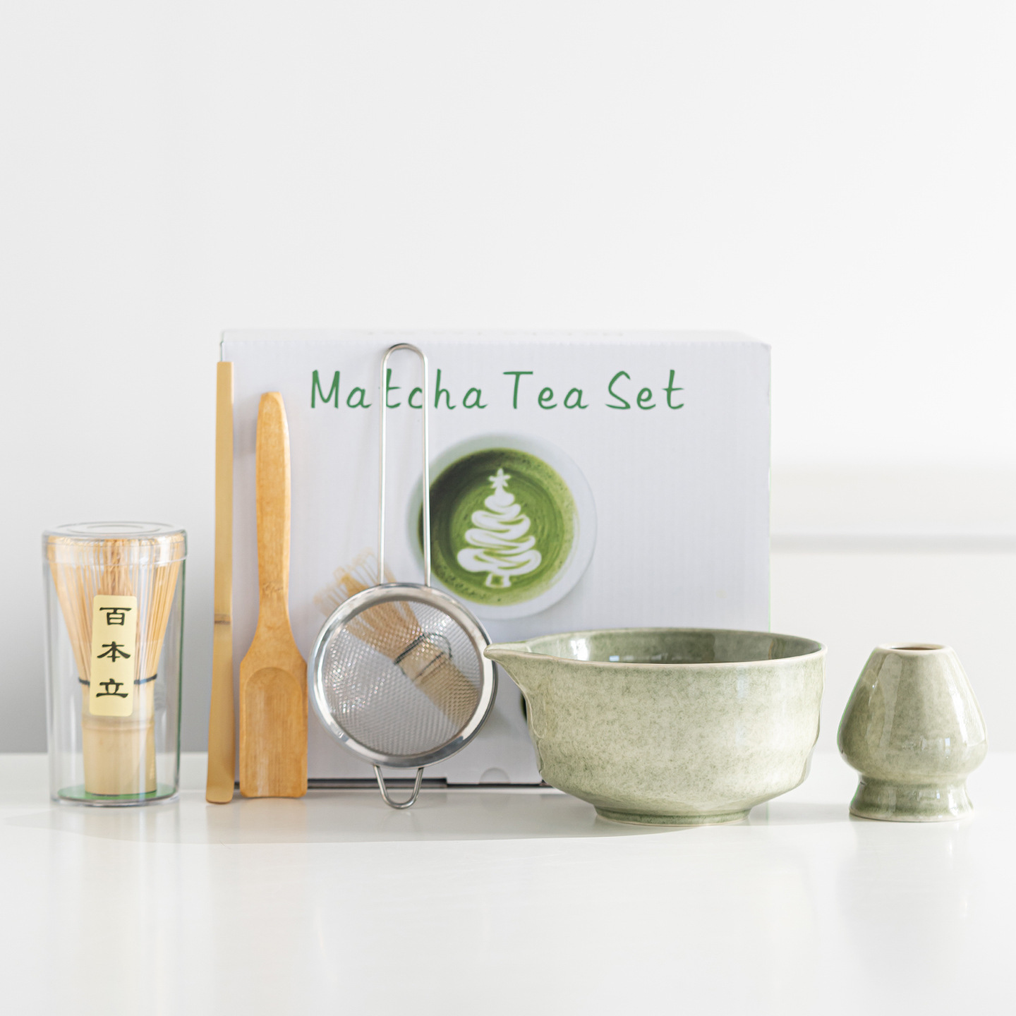 Japanese-Style Gift Box Ceramic Matcha Bowl Bamboo Whisk Set Sòngdài Tea-Making Matcha Tool Set