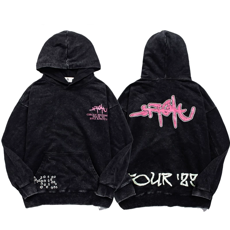 2024 American Travis Scott Utopia Tour: Washed and Used Hoodie Trend